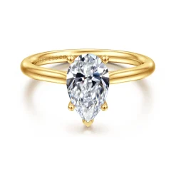 Discount Gabriel & Co. Azucena - 18K Yellow Gold Pear Shape Solitaire Diamond Engagement Ring