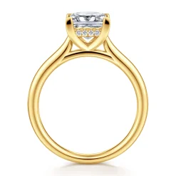 New Gabriel & Co. Azucena - 18K Yellow Gold Princess Cut Solitaire Diamond Engagement Ring