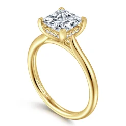 Outlet Gabriel & Co. Azucena - 14K Yellow Gold Princess Cut Solitaire Diamond Engagement Ring