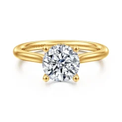 New Gabriel & Co. Azucena - 18K Yellow Gold Round Solitaire Diamond Engagement Ring