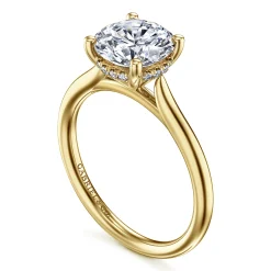 Best Gabriel & Co. Azucena - 14K Yellow Gold Round Solitaire Diamond Engagement Ring