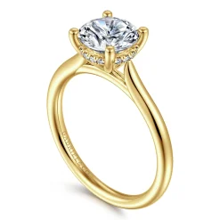 Clearance Gabriel & Co. Azucena - 14K Yellow Gold Round Solitaire Diamond Engagement Ring