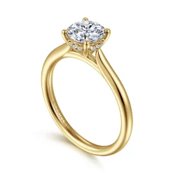 New Gabriel & Co. Azucena - 14K Yellow Gold Round Solitaire Diamond Engagement Ring