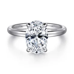 Outlet Gabriel & Co. Azura - 14K White Gold Oval Solitaire Diamond Engagement Ring