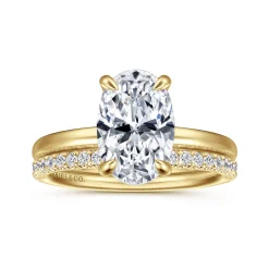 Discount Gabriel & Co. Azura - 14K Yellow Gold Oval Solitaire Diamond Engagement Ring