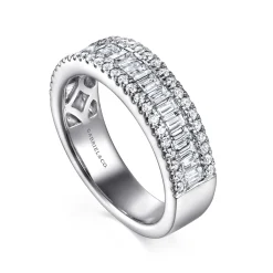 Discount Gabriel & Co. Babette - 14K White Gold U setting and Channel Baguette Diamond Anniversary Band - 1.16 ct