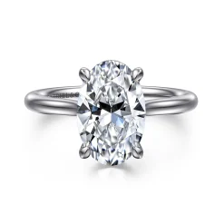 Sale Gabriel & Co. Badia - 14K White Gold Oval Solitaire Diamond Engagement Ring