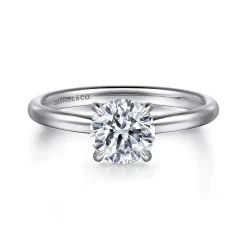 Clearance Gabriel & Co. Badia - 14K White Gold Round Solitaire Diamond Engagement Ring