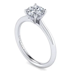 Clearance Gabriel & Co. Badia - 14K White Gold Round Solitaire Diamond Engagement Ring