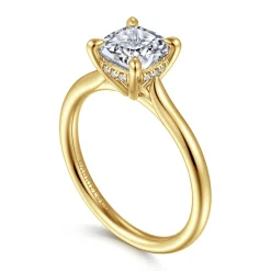 Sale Gabriel & Co. Badia - 14K Yellow Gold Cushion Cut Solitaire Diamond Engagement Ring
