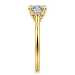 Sale Gabriel & Co. Badia - 14K Yellow Gold Cushion Cut Solitaire Diamond Engagement Ring