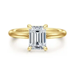 New Gabriel & Co. Badia - 14K Yellow Gold Emerald Cut Solitaire Diamond Engagement Ring