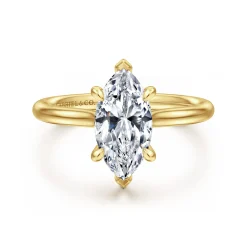 Hot Gabriel & Co. Badia - 14K Yellow Gold Marquise Shape Solitaire Diamond Engagement Ring