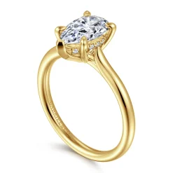 Clearance Gabriel & Co. Badia - 14K Yellow Gold Pear Shape Solitaire Diamond Engagement Ring