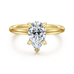 Clearance Gabriel & Co. Badia - 14K Yellow Gold Pear Shape Solitaire Diamond Engagement Ring