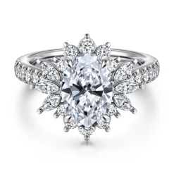 Outlet Gabriel & Co. Bailee - 14K White Gold Bursting Halo Oval Diamond Engagement Ring