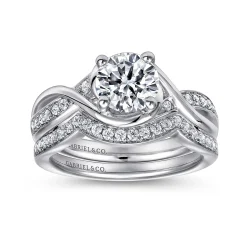 Hot Gabriel & Co. Bailey - 14K White Gold Round Twisted Diamond Channel Set Engagement Ring