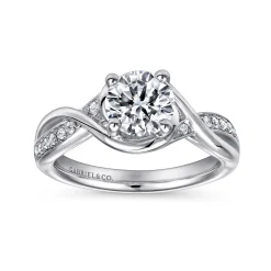 Hot Gabriel & Co. Bailey - 14K White Gold Round Twisted Diamond Channel Set Engagement Ring