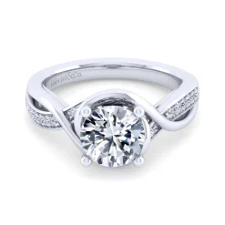 Hot Gabriel & Co. Bailey - 14K White Gold Twisted Round Diamond Engagement Ring