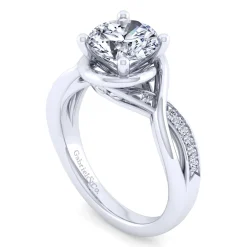 Hot Gabriel & Co. Bailey - 14K White Gold Twisted Round Diamond Engagement Ring