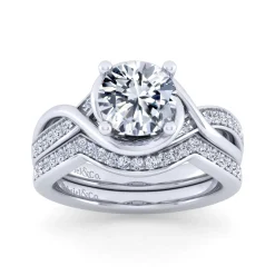 Hot Gabriel & Co. Bailey - 14K White Gold Twisted Round Diamond Engagement Ring
