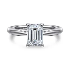 New Gabriel & Co. Bambi - 14K White Gold Emerald Cut Solitaire Diamond Engagement Ring