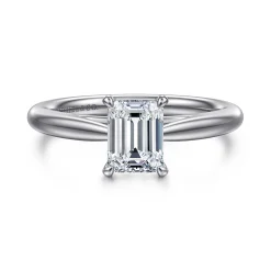 Best Gabriel & Co. Bambi - 14K White Gold Emerald Cut Solitaire Diamond Engagement Ring