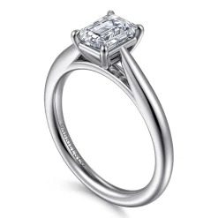 Best Gabriel & Co. Bambi - 14K White Gold Emerald Cut Solitaire Diamond Engagement Ring