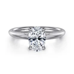 Best Gabriel & Co. Bambi - 14K White Gold Oval Solitaire Diamond Engagement Ring