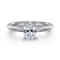 Best Gabriel & Co. Bambi - 14K White Gold Oval Solitaire Diamond Engagement Ring