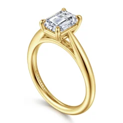 Hot Gabriel & Co. Bambi - 14K Yellow Gold Emerald Cut Solitaire Diamond Engagement Ring