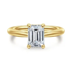 Hot Gabriel & Co. Bambi - 14K Yellow Gold Emerald Cut Solitaire Diamond Engagement Ring