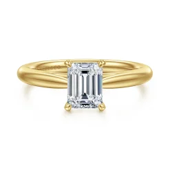 New Gabriel & Co. Bambi - 14K Yellow Gold Emerald Cut Solitaire Diamond Engagement Ring