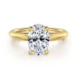 New Gabriel & Co. Bambi - 14K Yellow Gold Oval Solitaire Diamond Engagement Ring
