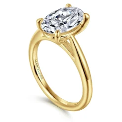 New Gabriel & Co. Bambi - 14K Yellow Gold Oval Solitaire Diamond Engagement Ring