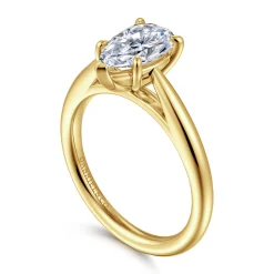 New Gabriel & Co. Bambi - 14K Yellow Gold Pear Shape Solitaire Diamond Engagement Ring