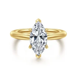 Discount Gabriel & Co. Bambi - 14K Yellow Gold 6 Prong Marquise Shape Solitaire Diamond Engagement Ring