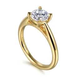 Clearance Gabriel & Co. Bambi - 14K Yellow Gold Round Solitaire Diamond Engagement Ring