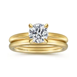 Clearance Gabriel & Co. Bambi - 14K Yellow Gold Round Solitaire Diamond Engagement Ring