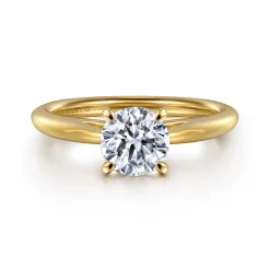 Clearance Gabriel & Co. Bambi - 14K Yellow Gold Round Solitaire Diamond Engagement Ring