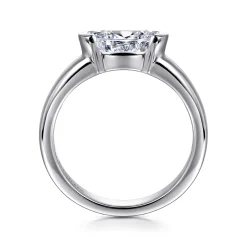 Clearance Gabriel & Co. Bara - 14K White Gold Half Bezel East West Oval Diamond Engagement Ring