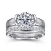Best Gabriel & Co. Bara - 14K White Gold Half Bezel Round Diamond Engagement Ring