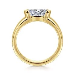 Clearance Gabriel & Co. Bara - 14K Yellow Gold East West Half Bezel Oval Diamond Engagement Ring