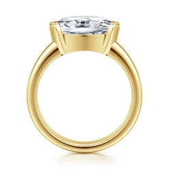 Gabriel & Co. Bara - 14K Yellow Gold Half Bezel East West Oval Diamond Engagement Ring