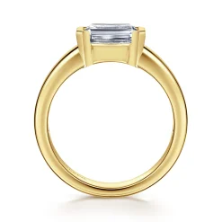 Outlet Gabriel & Co. Bara - 14K Yellow Gold Half Bezel East West Emerald Cut Diamond Engagement Ring