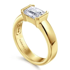 Outlet Gabriel & Co. Bara - 14K Yellow Gold Half Bezel East West Emerald Cut Diamond Engagement Ring