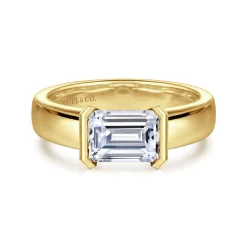 Outlet Gabriel & Co. Bara - 14K Yellow Gold Half Bezel East West Emerald Cut Diamond Engagement Ring