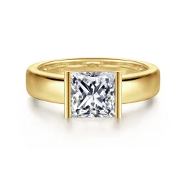 Online Gabriel & Co. Bara - 14K Yellow Gold Half Bezel East West Princess Cut Diamond Engagement Ring