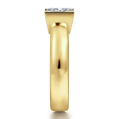 Clearance Gabriel & Co. Bara - 14K Yellow Gold Half Bezel East West Pear Shape Diamond Engagement Ring