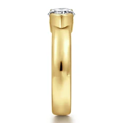 Sale Gabriel & Co. Bara - 14K Yellow Gold Half Bezel East West Marquise Shape Diamond Engagement Ring
